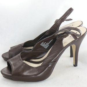 APT. 9 Aliah Leather Peep Toe Sling Back Heels